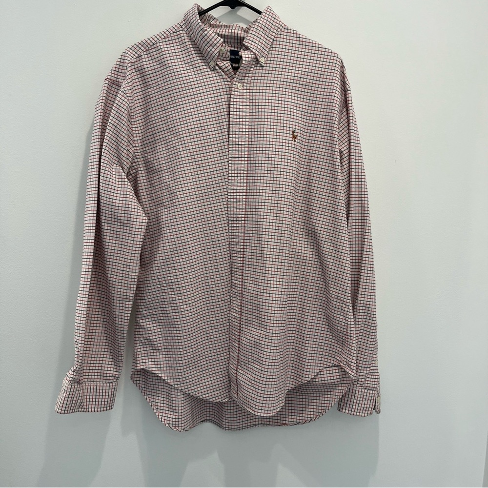 RALPH LAUREN Classic Fit Red and Black Checkered Long Sleeve Shirt | Mens 17